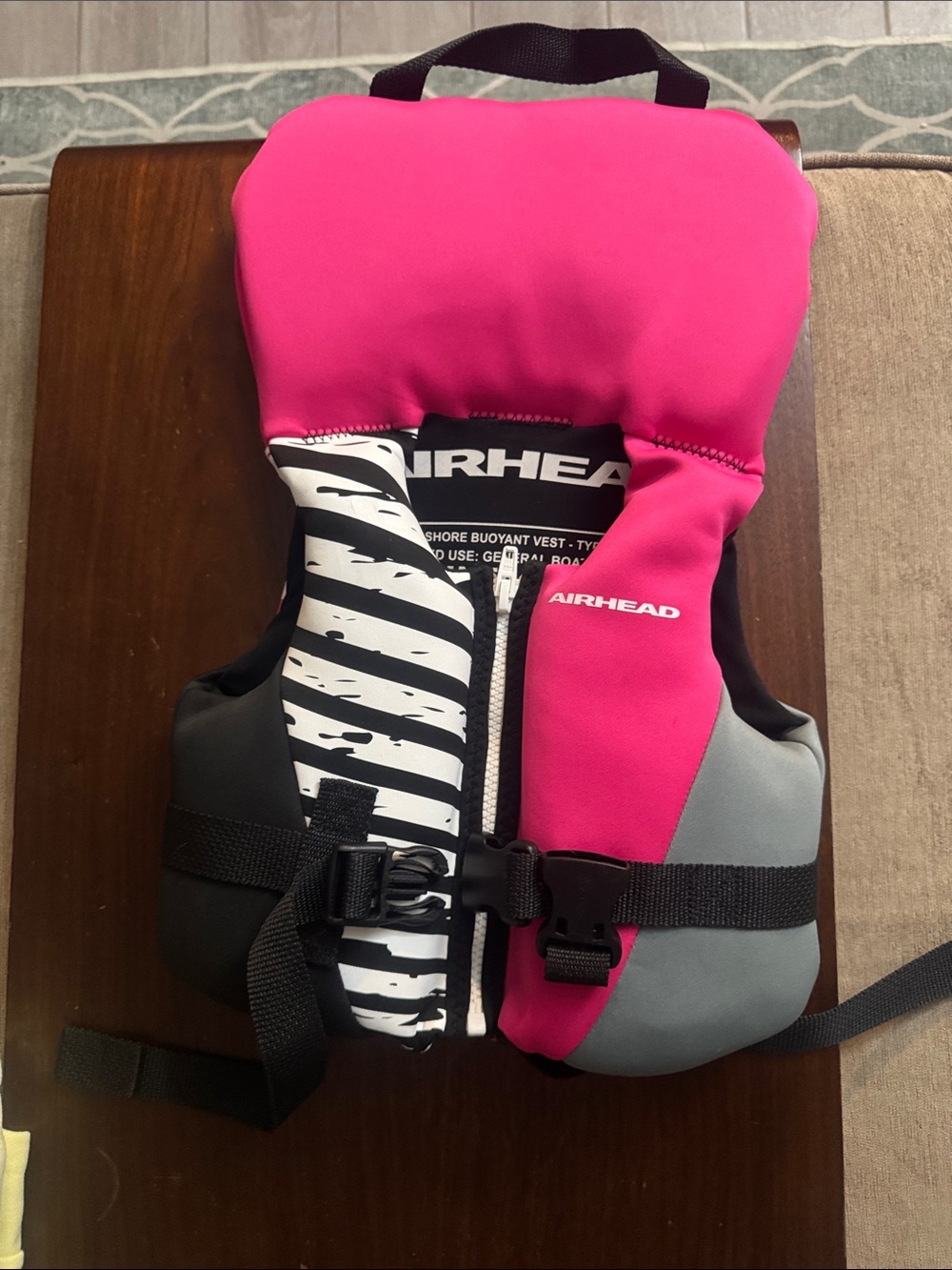 Airhead infant Life Vest in Hot Pink and Gray
